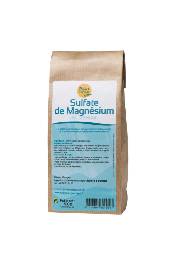 Sulfate de Magnesium / Sels d'Epsom 500g - Nature et partage